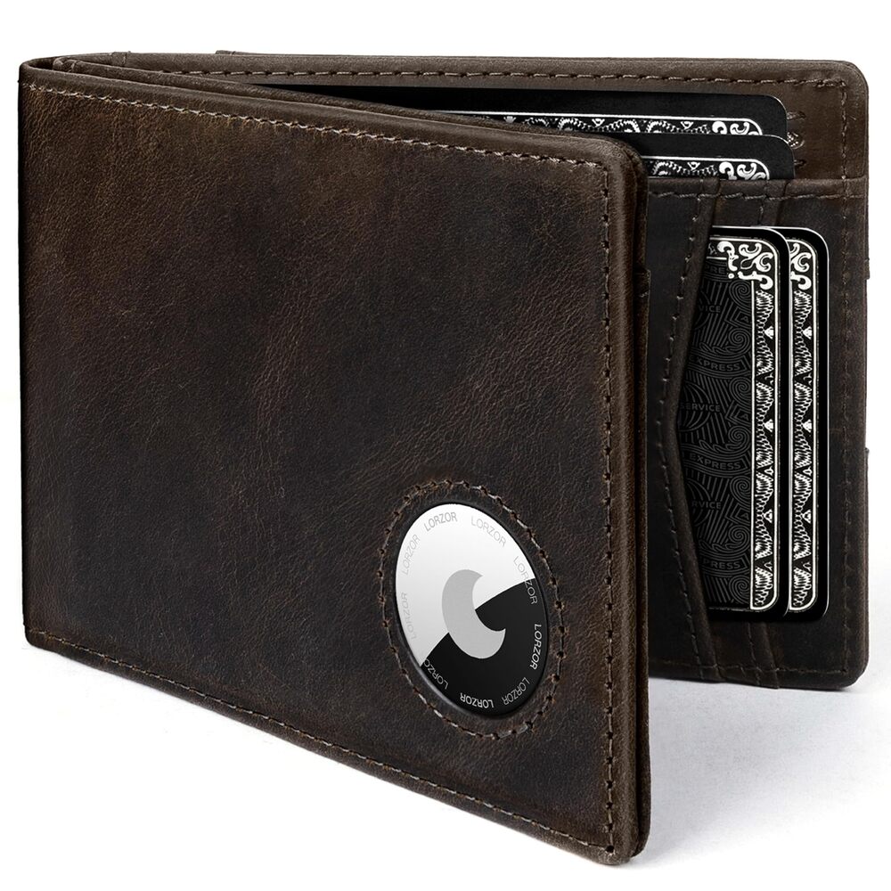 5068 Wallet With Airtag Holder, Bifold Full Grain Leather Airtag Wallet